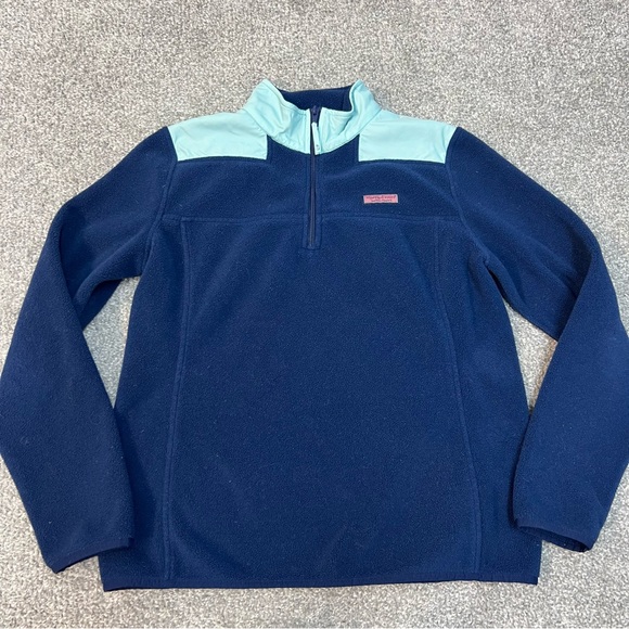 Vineyard Vines Sweater Women's Small Blue 1/4 Zip Pullover Fleece Sweatshirt - Picture 1 of 9